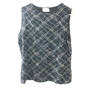 Black Sleeveless Abstract Metallic Print Top | Sparkle Knit